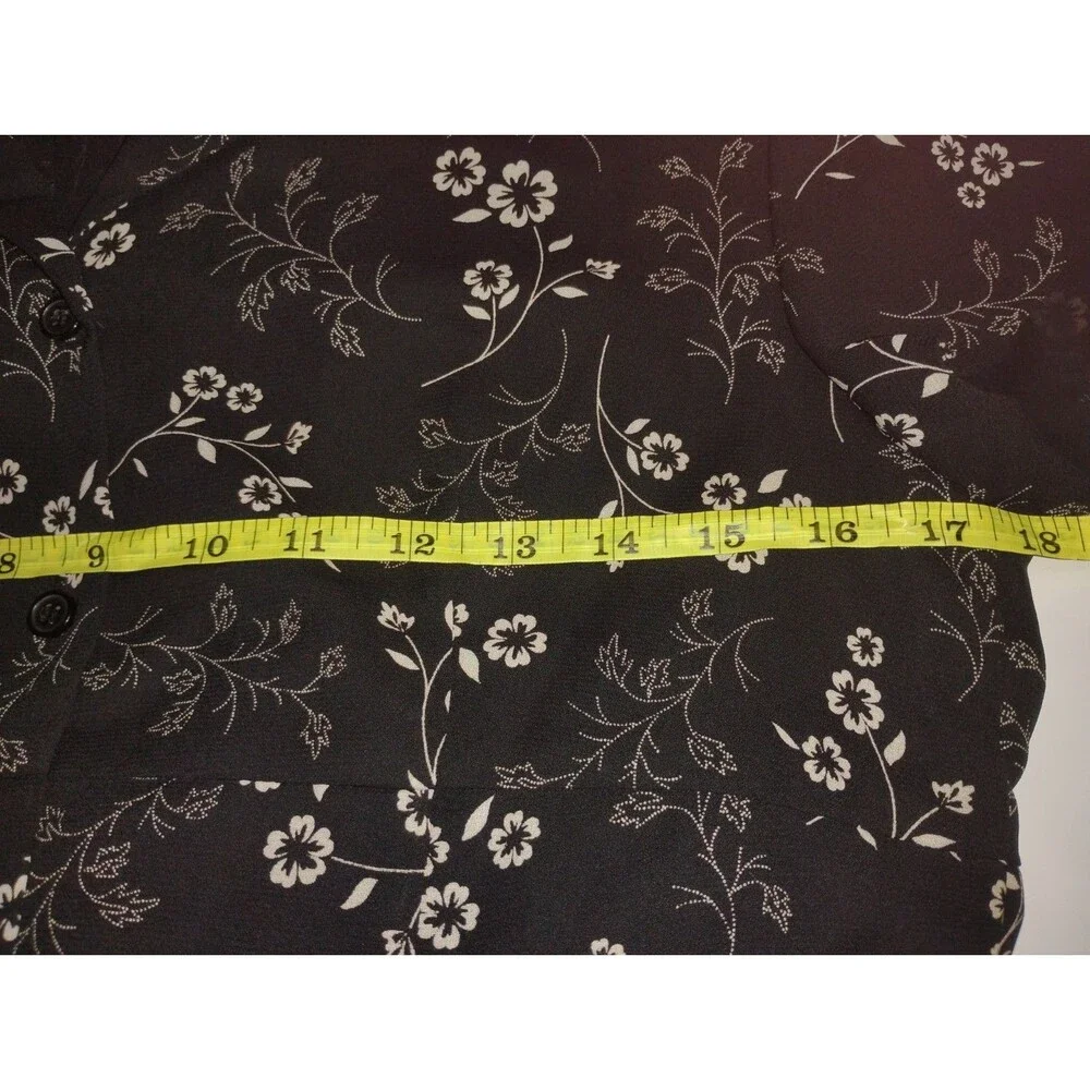 Casual Corner Annex Black White Floral Maxi Dress Sweetheart Collar Button Vneck - Picture 8 of 12